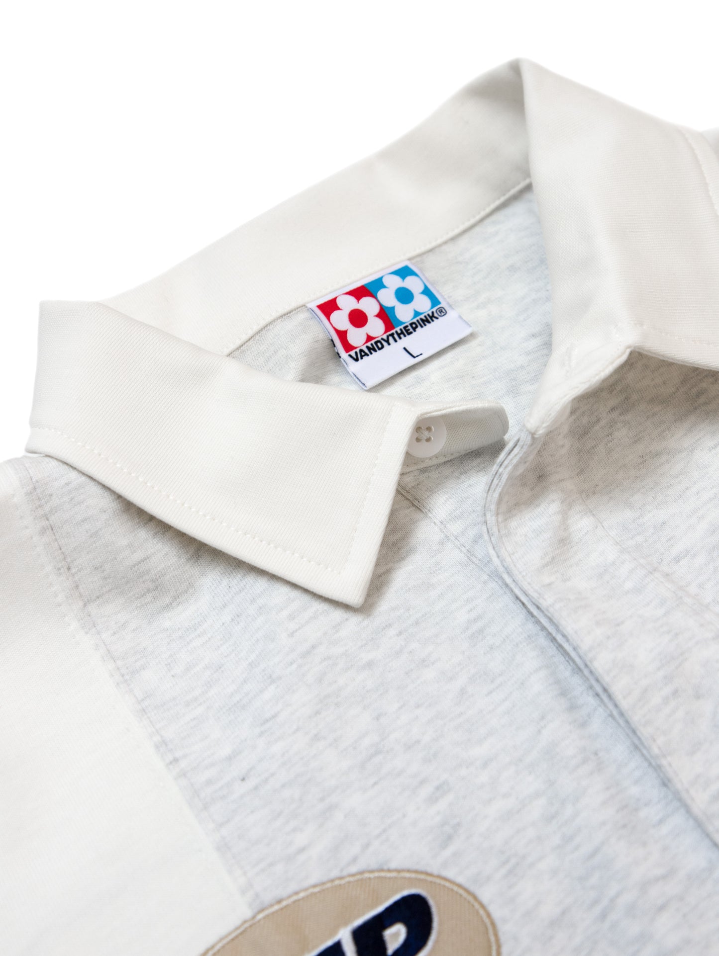 VANDYTHEPINK - Patchwork Polo L/S - Heather Grey