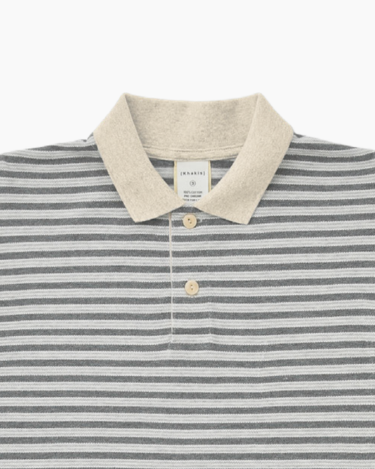 Khakis - Stripe S/S Polo - Grey