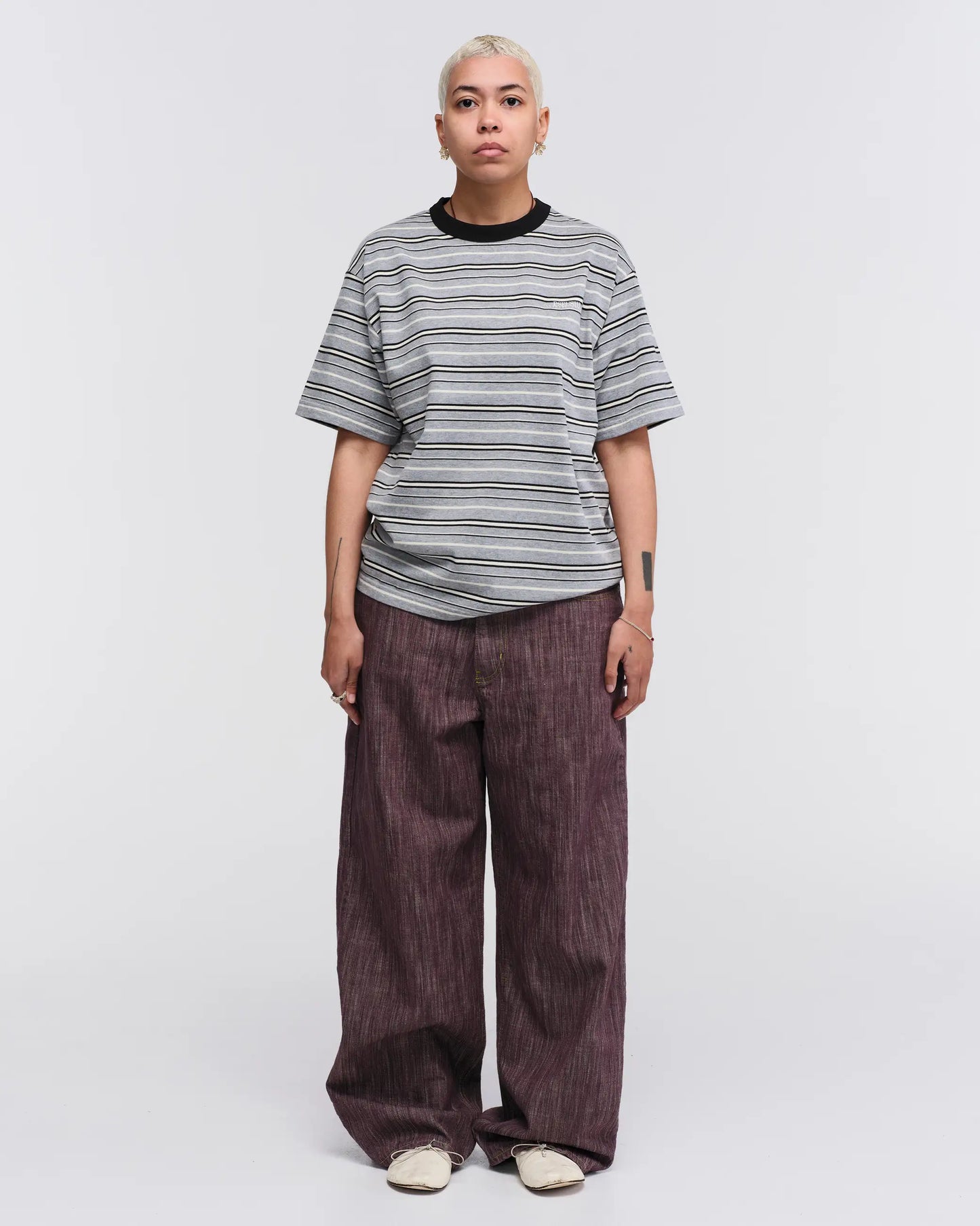 Pseushi - Knitted Stripes Tee - Grey