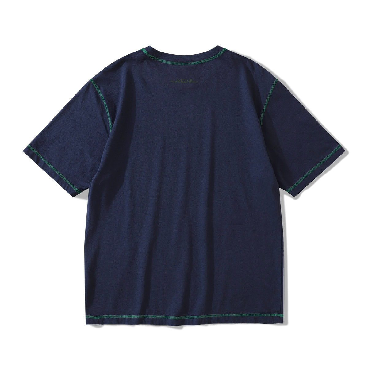 Pseushi - Contrast Stitch Tee - Navy/Green