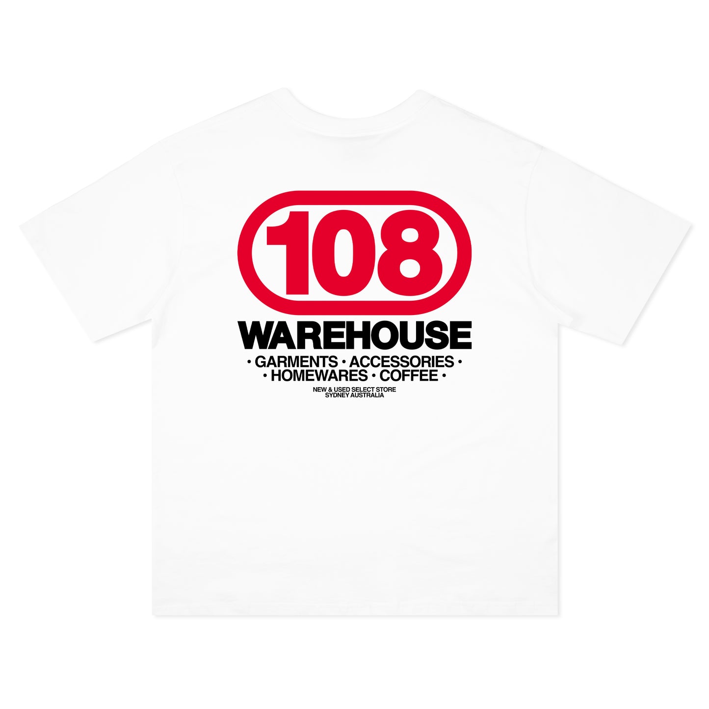 108WAREHOUSE - Oval T-Shirt (Red/Black on White)