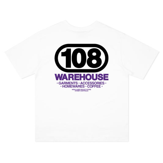 108WAREHOUSE - Oval T-Shirt (Black/Purple on White)