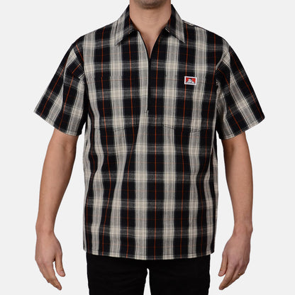Ben Davis - Short Sleeve Half Zip Plaid (Black/Cream)