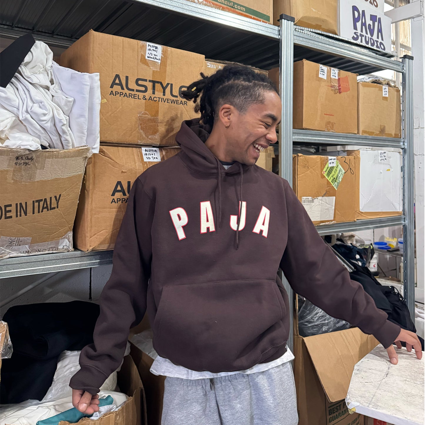 Paja Studio - Arch Logo Pullover Hoodie - Brown