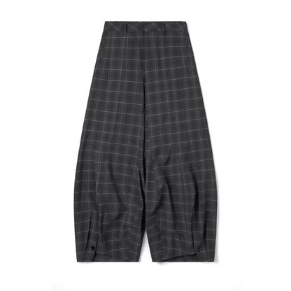 Melsign - Special Cutting Plaid Trousers - Dark Gray