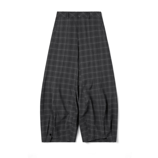 Melsign - Special Cutting Plaid Trousers - Dark Gray