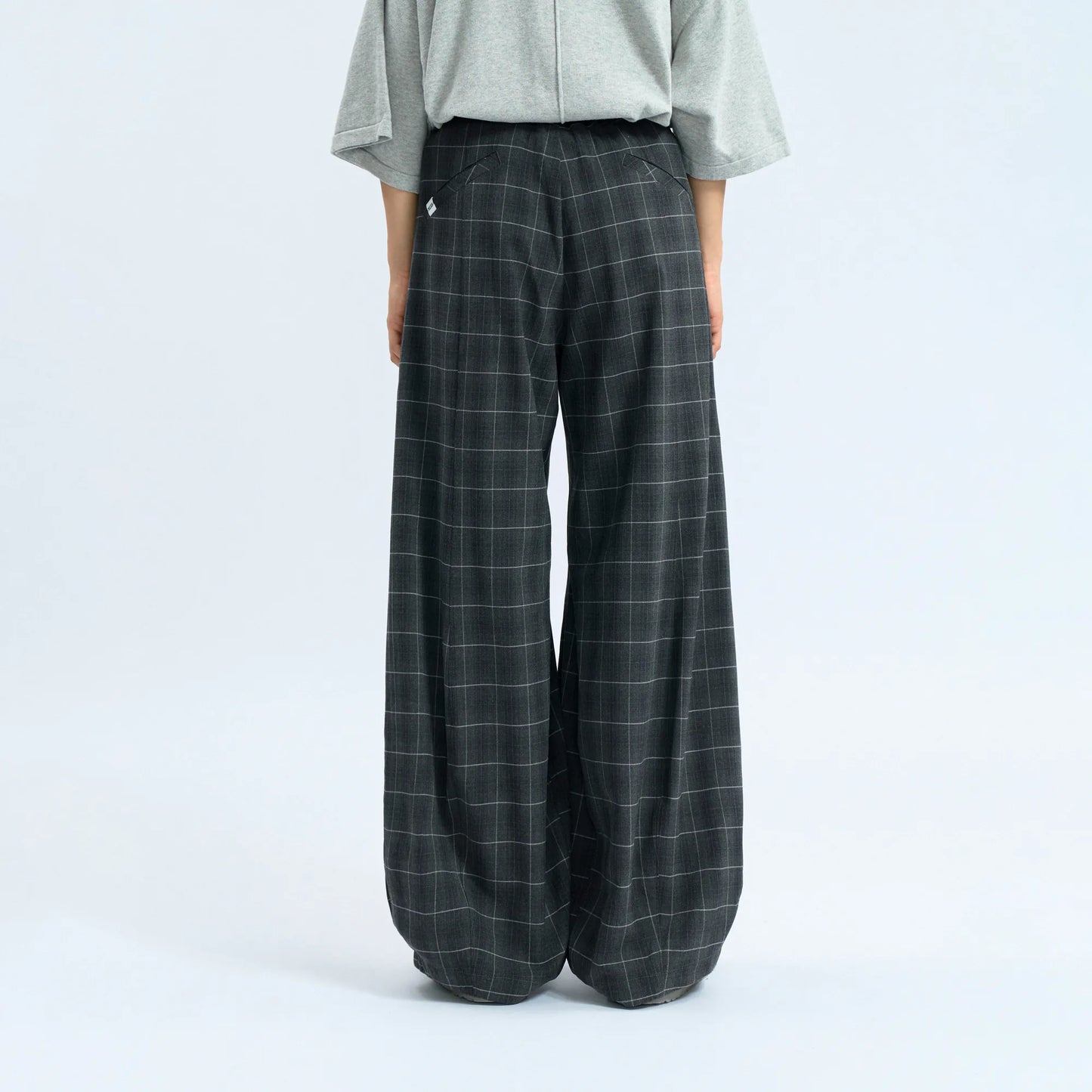 Melsign - Special Cutting Plaid Trousers - Dark Gray