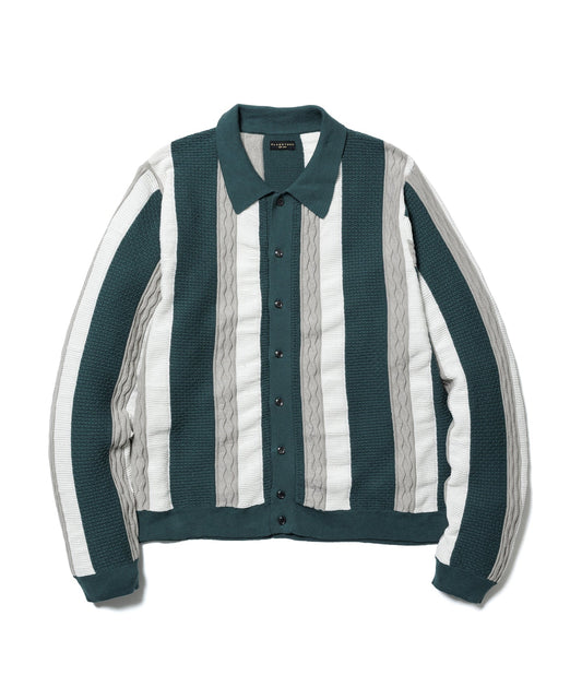 F-LAGSTUF-F - L/S Stripe Cardigan - Green