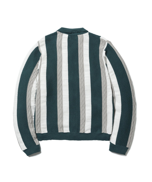 F-LAGSTUF-F - L/S Stripe Cardigan - Green