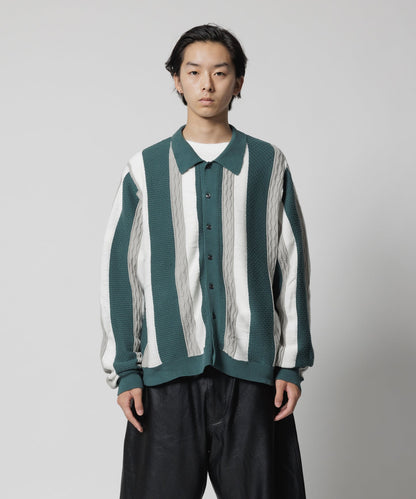 F-LAGSTUF-F - L/S Stripe Cardigan - Green
