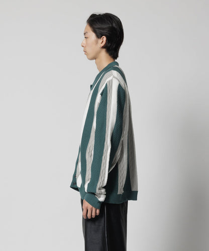 F-LAGSTUF-F - L/S Stripe Cardigan - Green