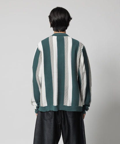 F-LAGSTUF-F - L/S Stripe Cardigan - Green