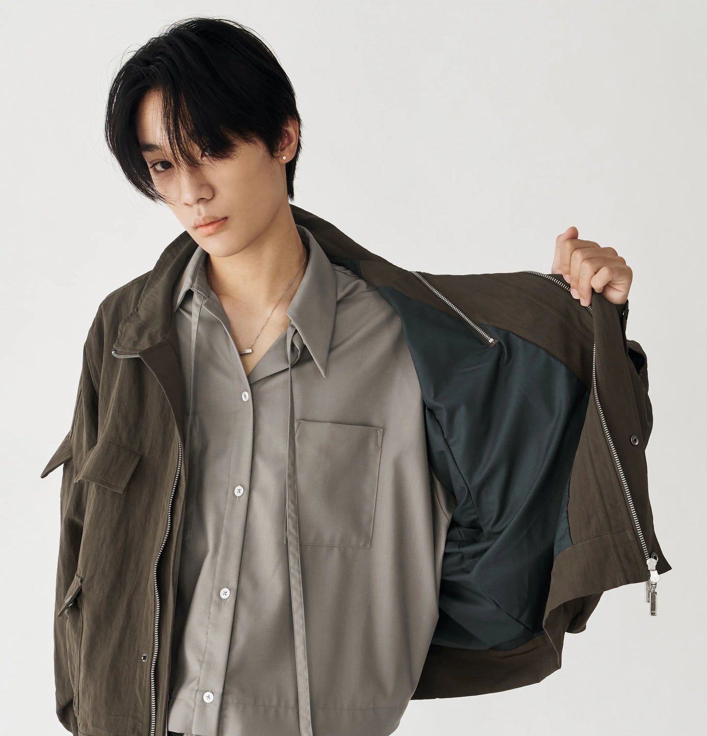 Melsign - Zip-up Pocket Short Jacket - Brown