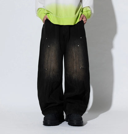 Melsign - Canvas Wide Leg Jeans - Black