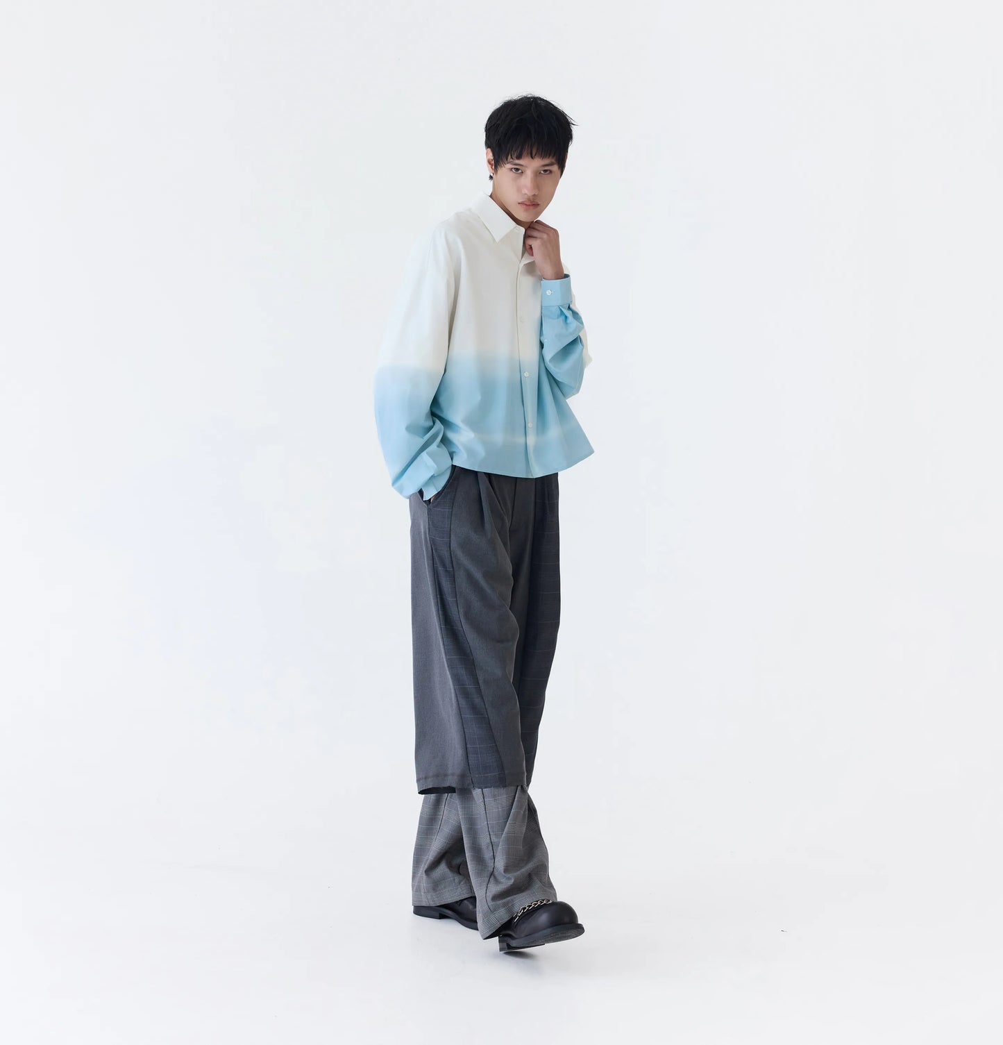 Melsign - Gradient Effect Shirt White Sky  - White/Blue