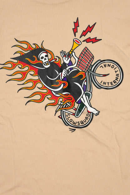 Slow Squad International - Mamachari Fire Wheelie T-Shirt - Natural