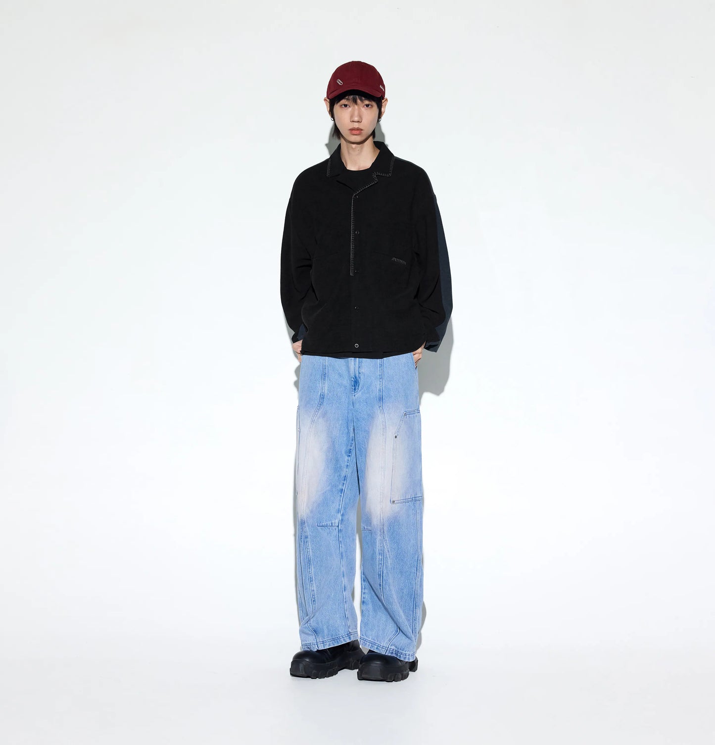 Melsign - Merged Knit L/S Shirt - Black-Navy
