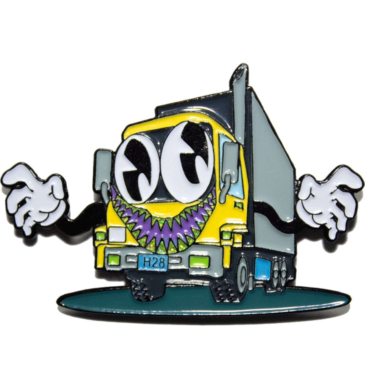 OHSHIT! / MADE IN THE USA - SAMETORA Shark Tiger Transport YELLER Pin - Multi