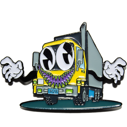 OHSHIT! / MADE IN THE USA - SAMETORA Shark Tiger Transport YELLER Pin - Multi