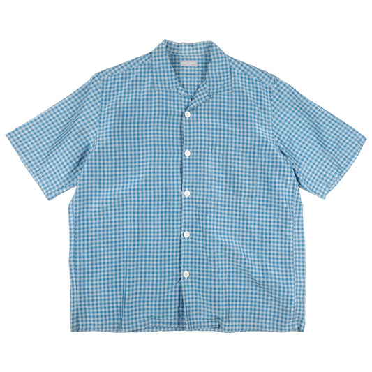 CDG HOMME Blue Checkered Short Sleeve Shirt - 00s