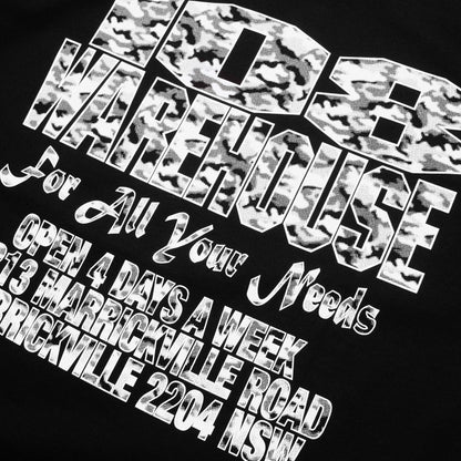 108WAREHOUSE - Black Shop T-Shirt - Camo