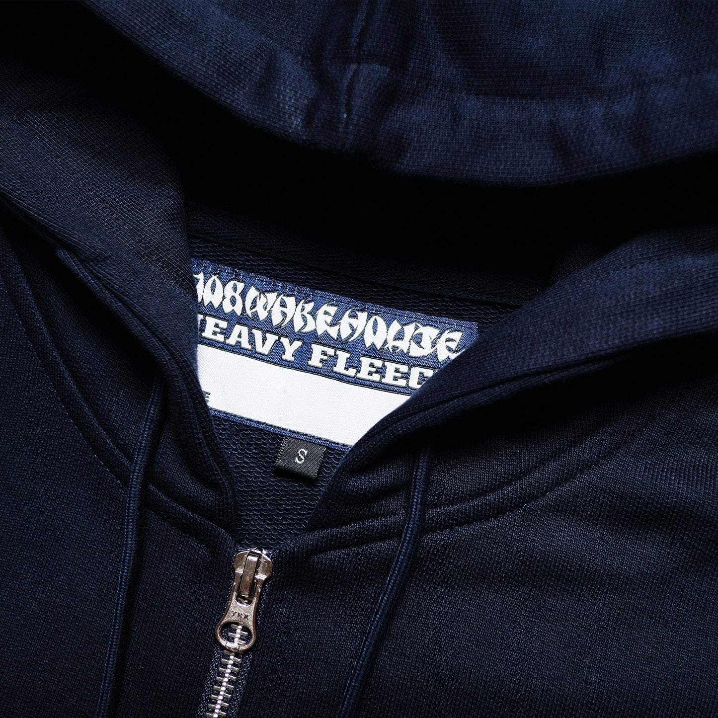 108WAREHOUSE - Cropped Zip Shop Logo Hoodie - Navy