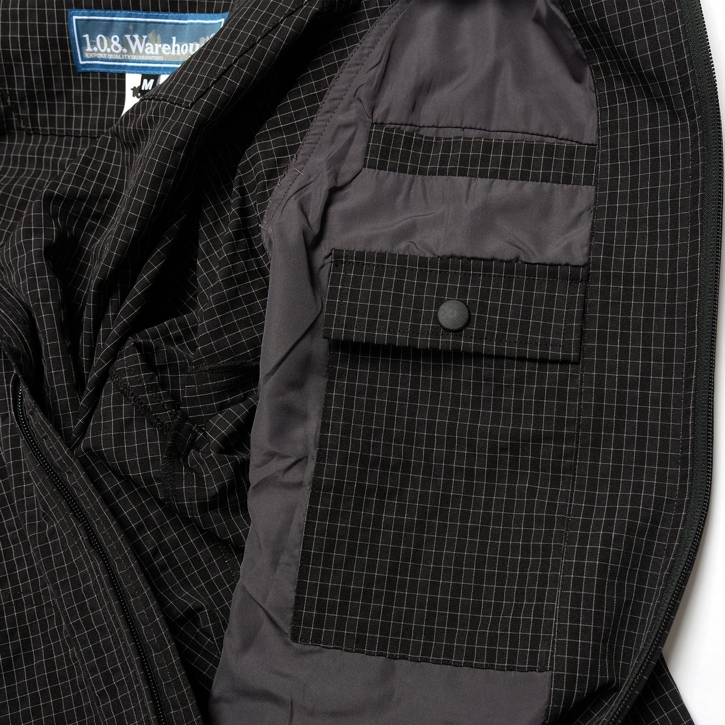 108WAREHOUSE - Zip Plaid Jacket - Black/Blue Checkered