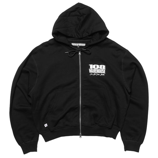 108WAREHOUSE - Cropped Zip Shop Hoodie - Black