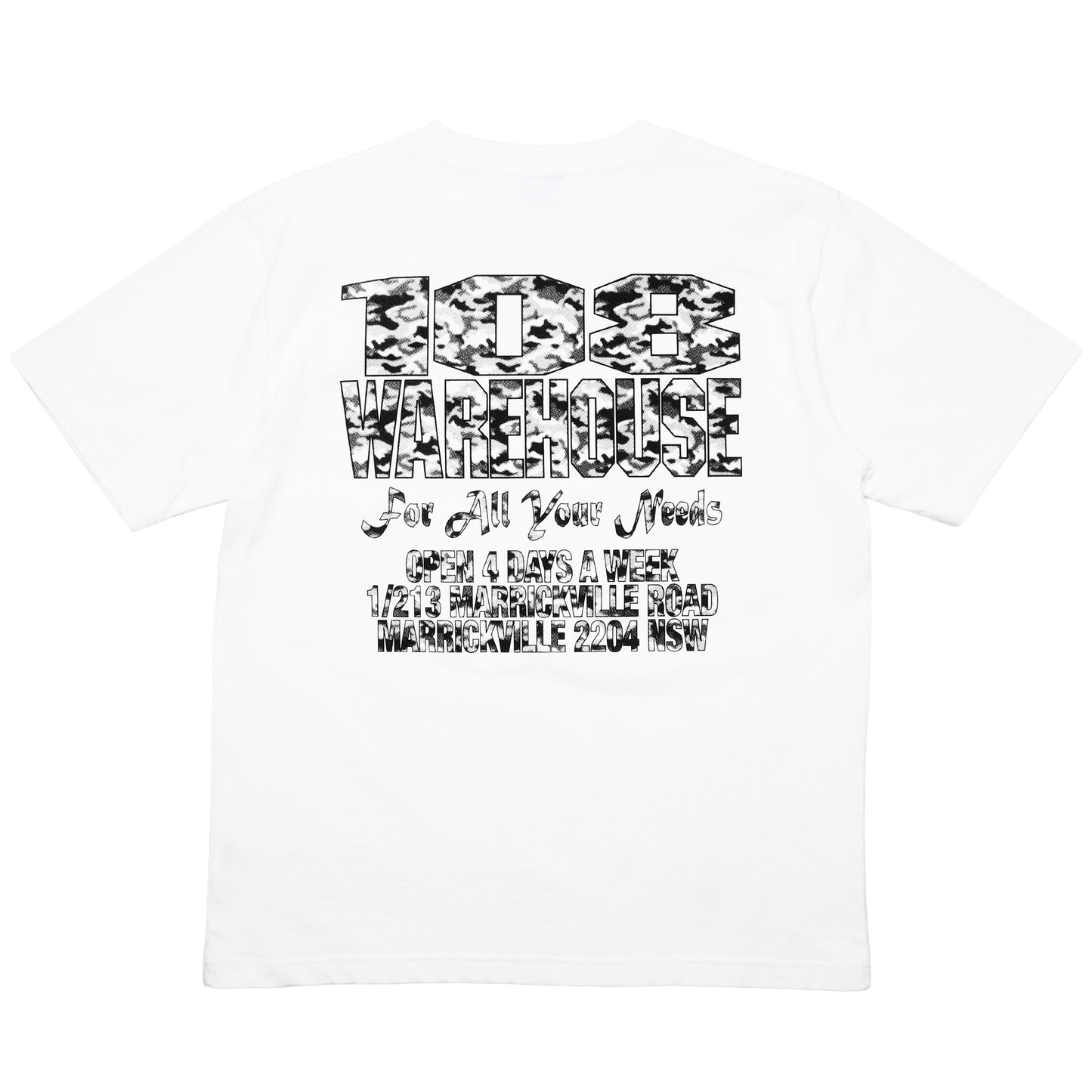 108WAREHOUSE - White Shop T-Shirt - Camo