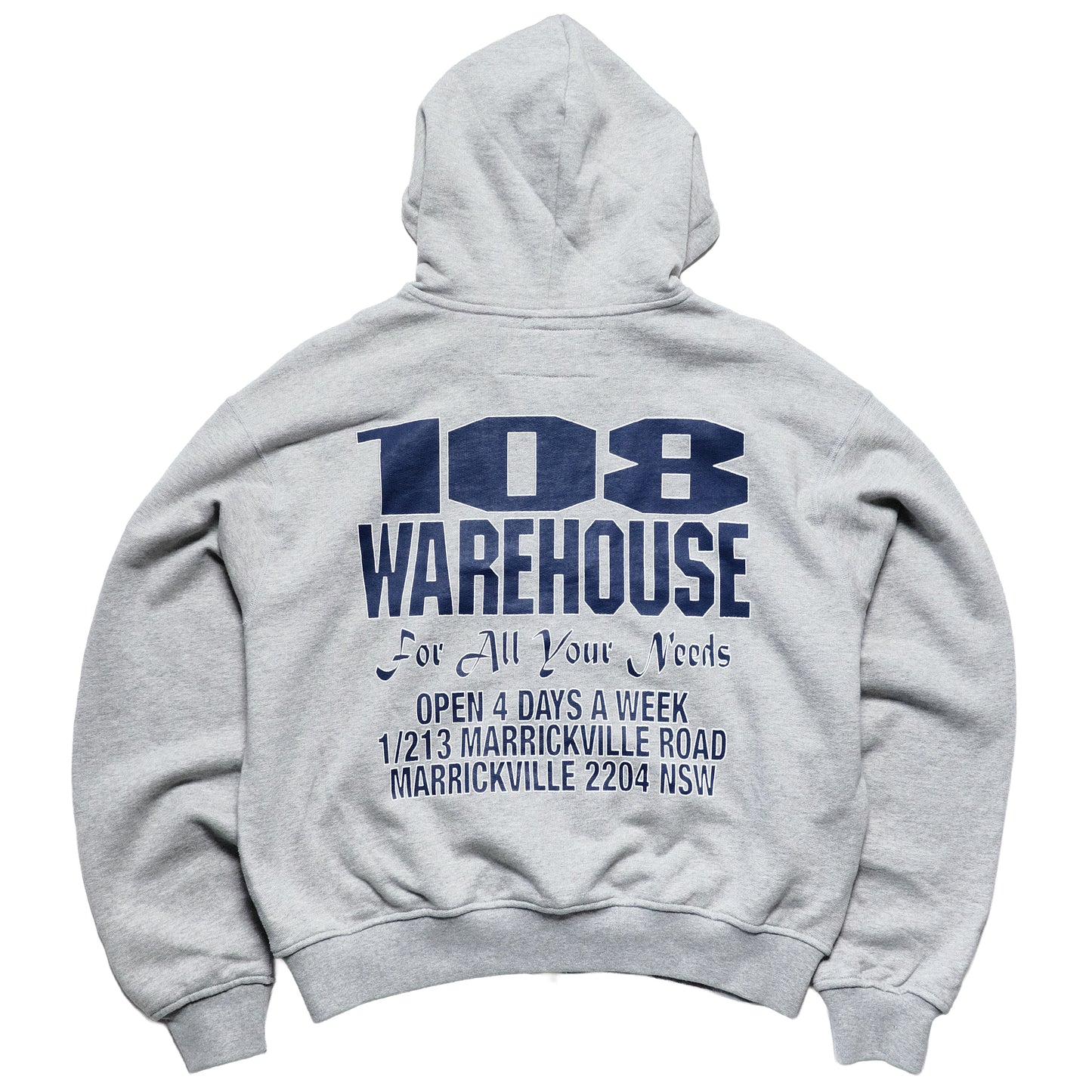 108WAREHOUSE - Cropped Zip Shop Logo Hoodie - Grey