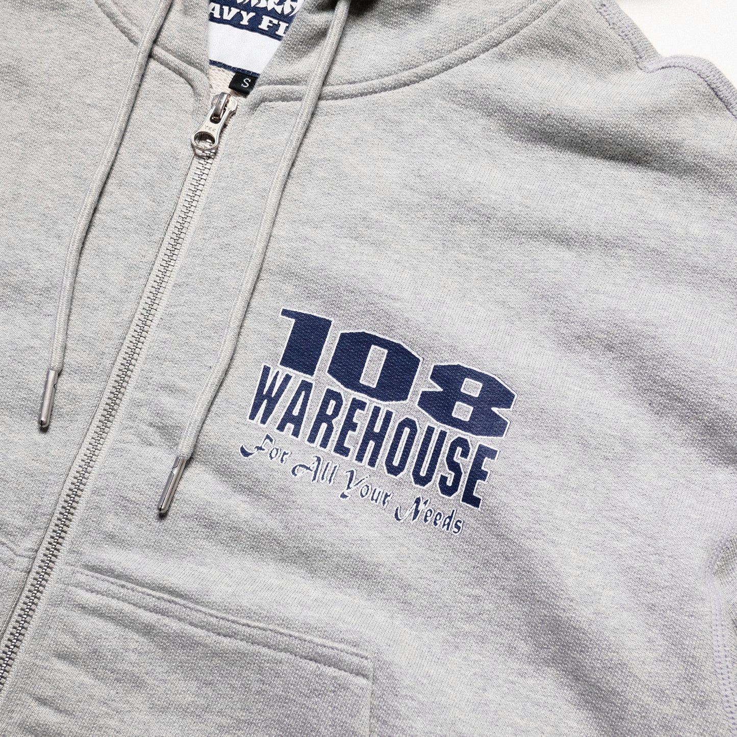 108WAREHOUSE - Cropped Zip Shop Logo Hoodie - Grey