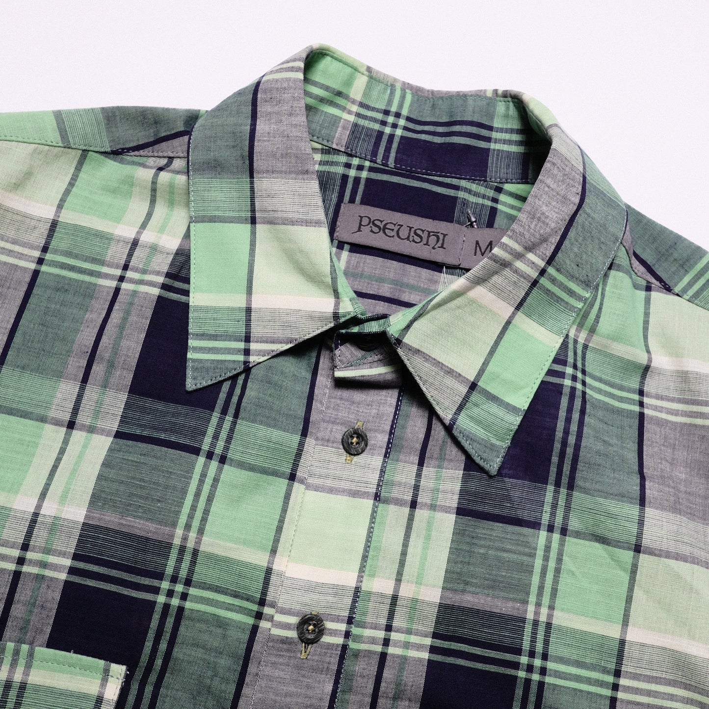 Pseushi - S/S Cottage Shirt - Navy/ Green