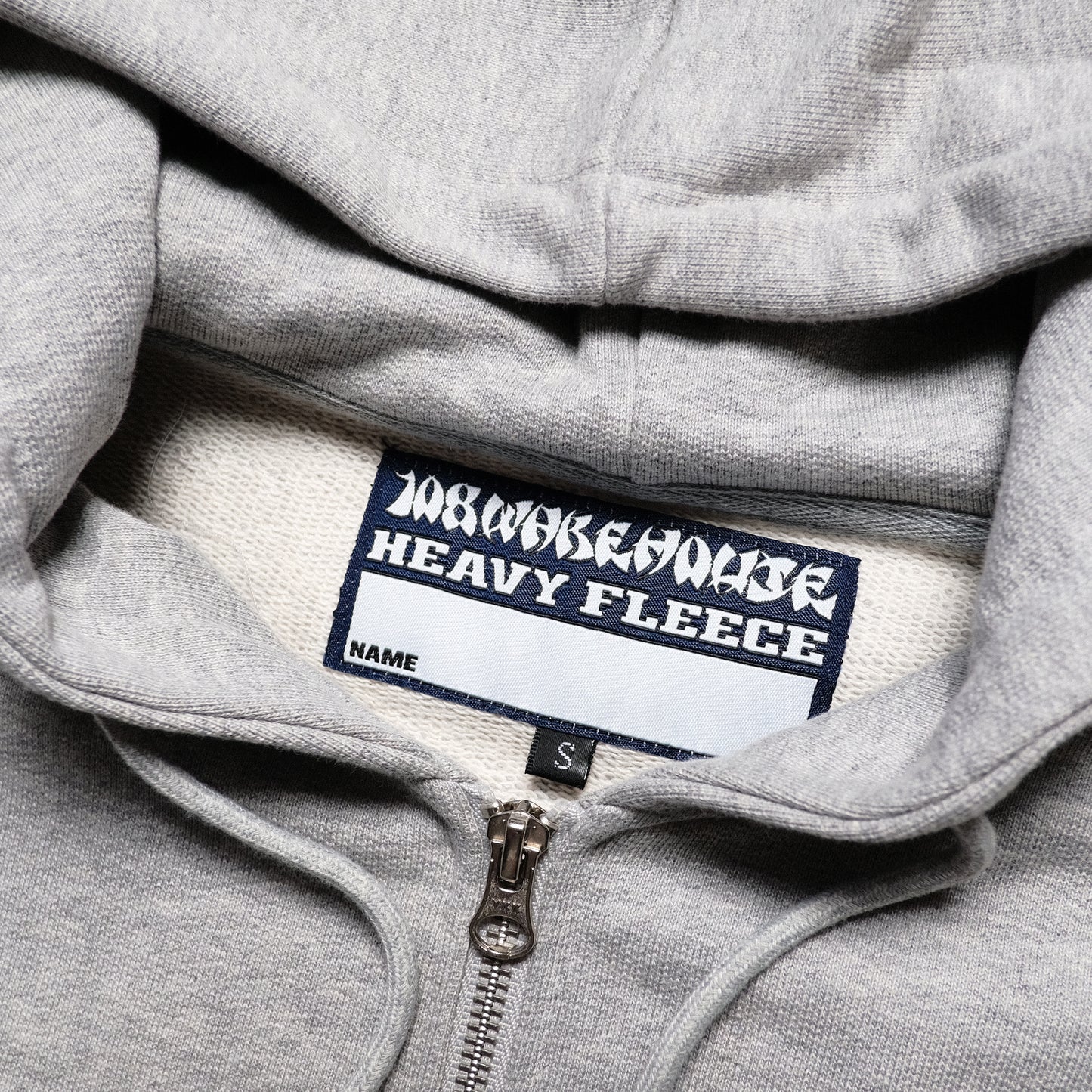 108WAREHOUSE - Cropped Zip Shop Logo Hoodie - Grey