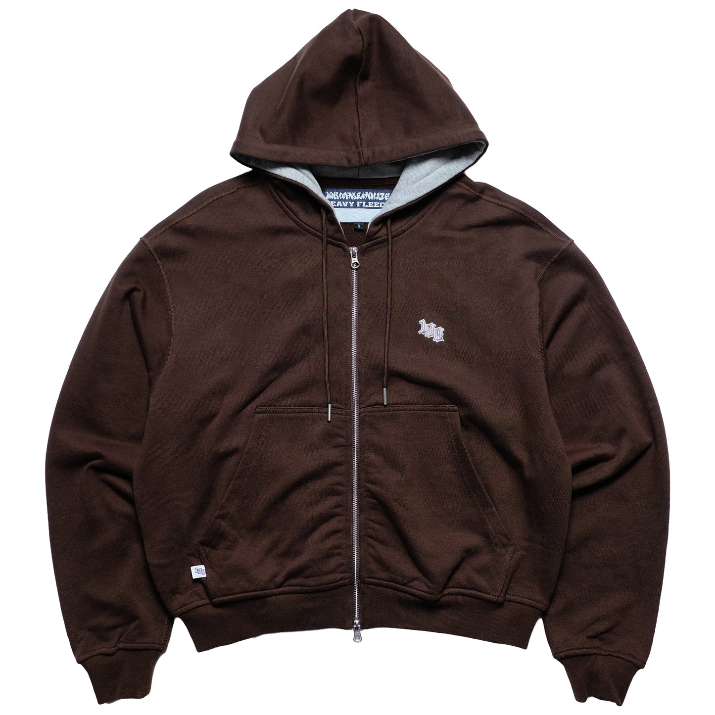108WAREHOUSE - Cropped Zip Team Logo Hoodie - Brown