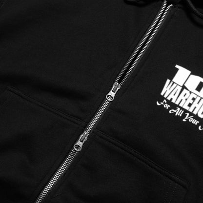 108WAREHOUSE - Cropped Zip Shop Hoodie - Black
