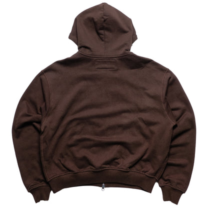 108WAREHOUSE - Cropped Zip Team Logo Hoodie - Brown