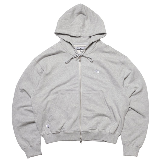 108WAREHOUSE - Cropped Zip Team Logo Hoodie - Grey