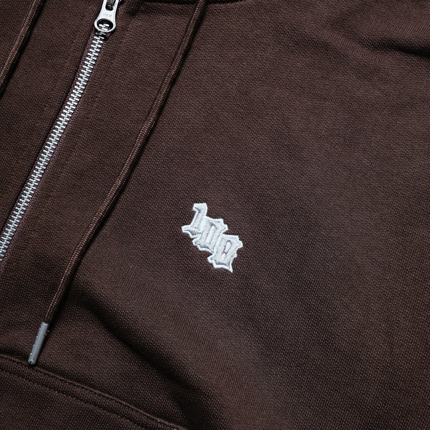 108WAREHOUSE - Cropped Zip Team Logo Hoodie - Brown