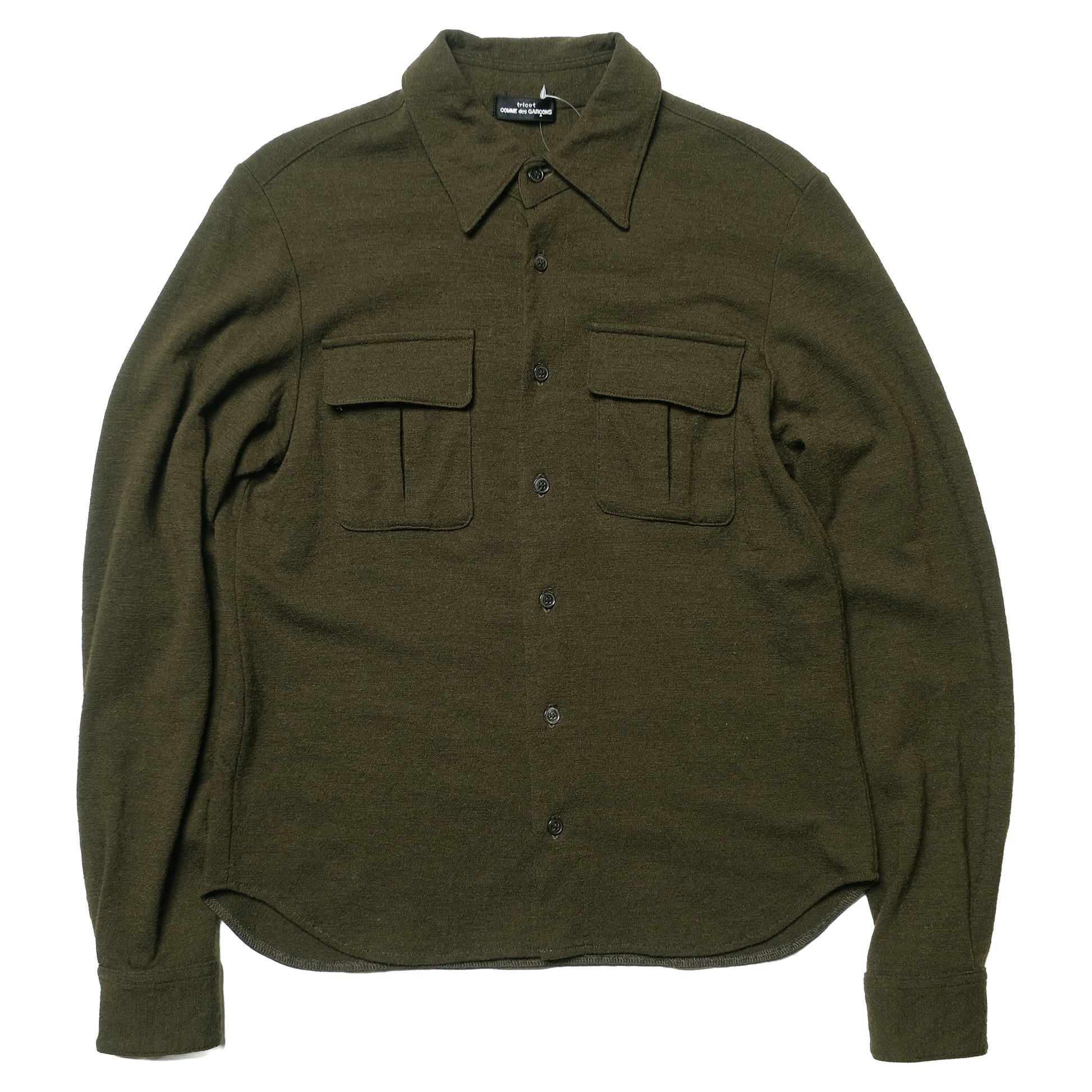 CDG Tricot Dark Green Wool Long Sleeve Shirt 1996