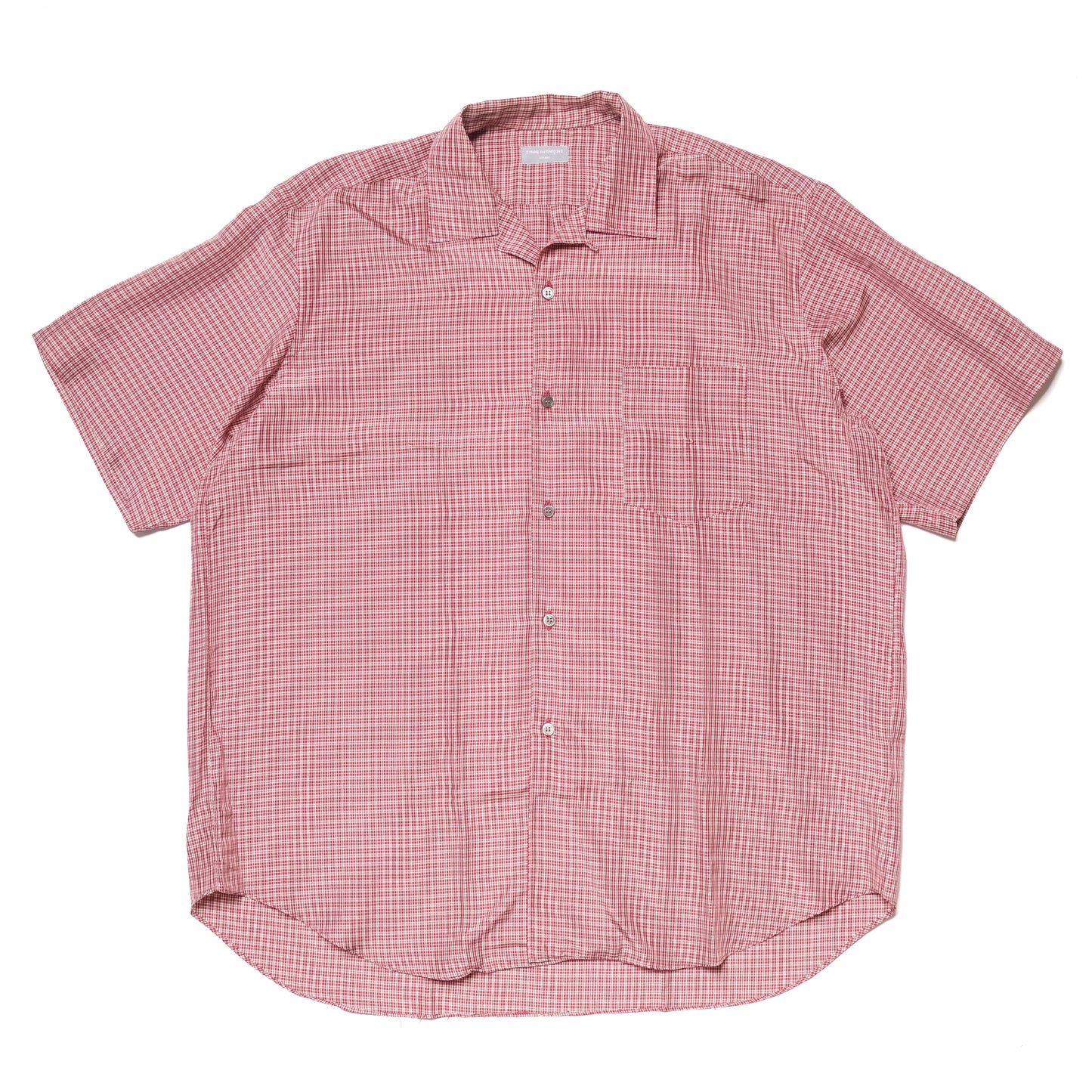 CDG Homme Burgundy Checkered S/S Shirt - 90s