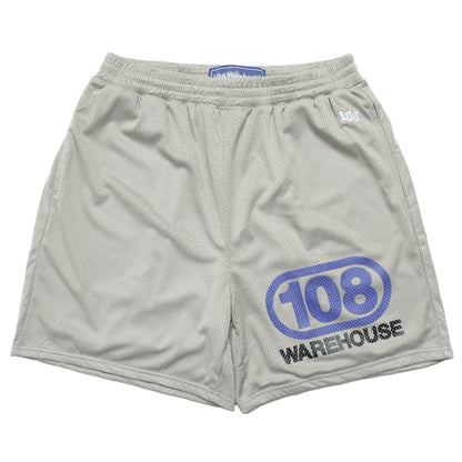 108WAREHOUSE - Oval Logo Mesh Shorts - Grey