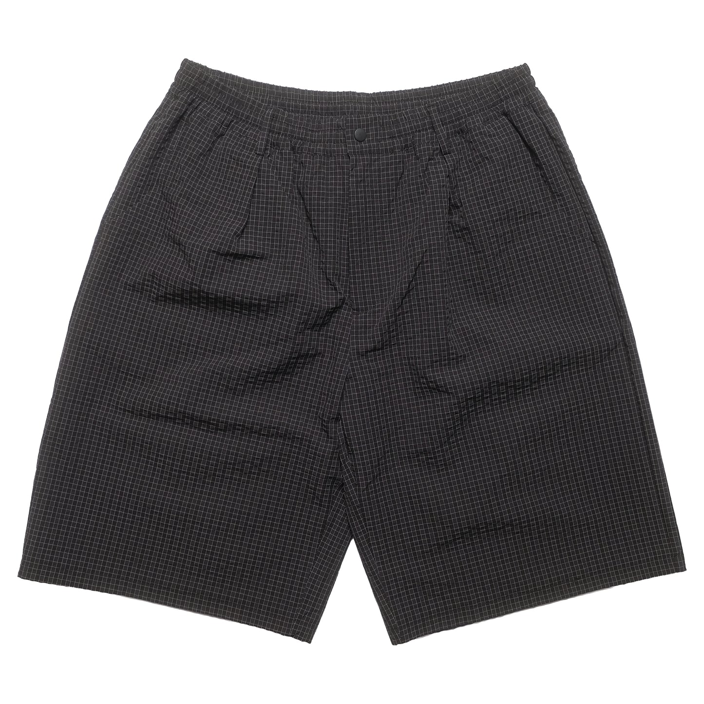 108WAREHOUSE - Plaid Crinkled Nylon Utility Shorts - Black / Blue