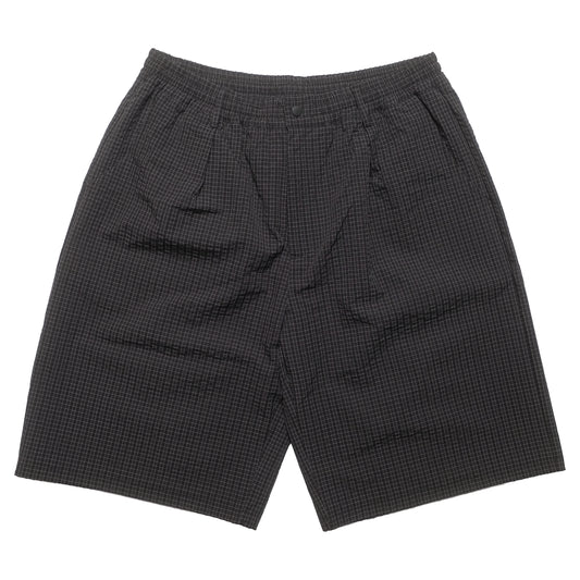 108WAREHOUSE - Plaid Crinkled Nylon Utility Shorts - Black / Blue