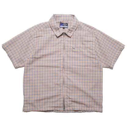 108WAREHOUSE - Seersucker SS Zip Shirt - Apricot Plaid