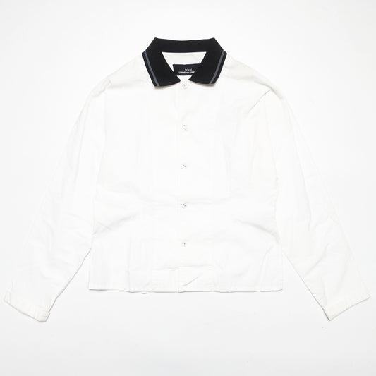 CDG Tricot Contrasted Black Collar White Shirt