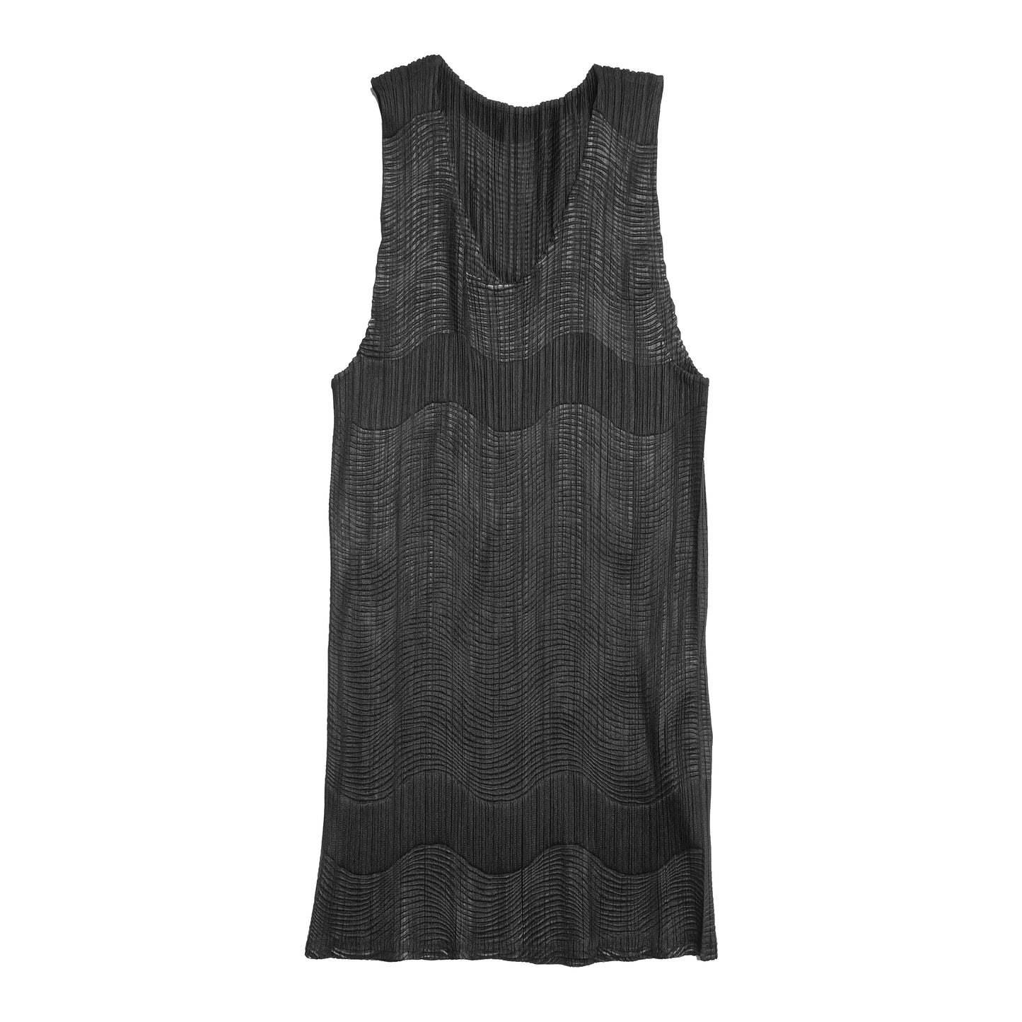 Issey Miyake Pleats Please Black Sleeveless Top - 2 Toned