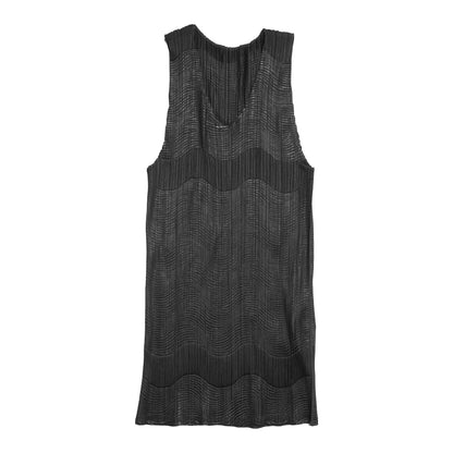 Issey Miyake Pleats Please Black Sleeveless Top - 2 Toned