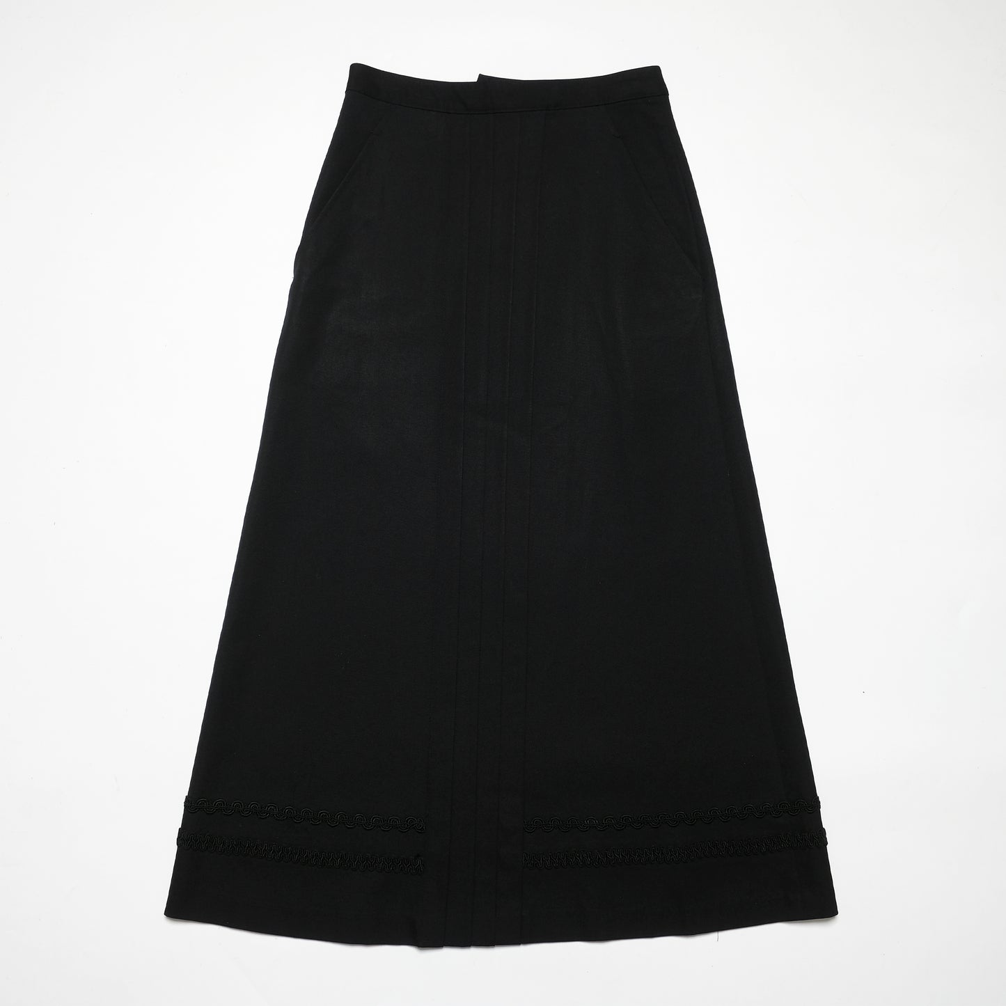 CDG Black Long Skirt Embroidered Hem