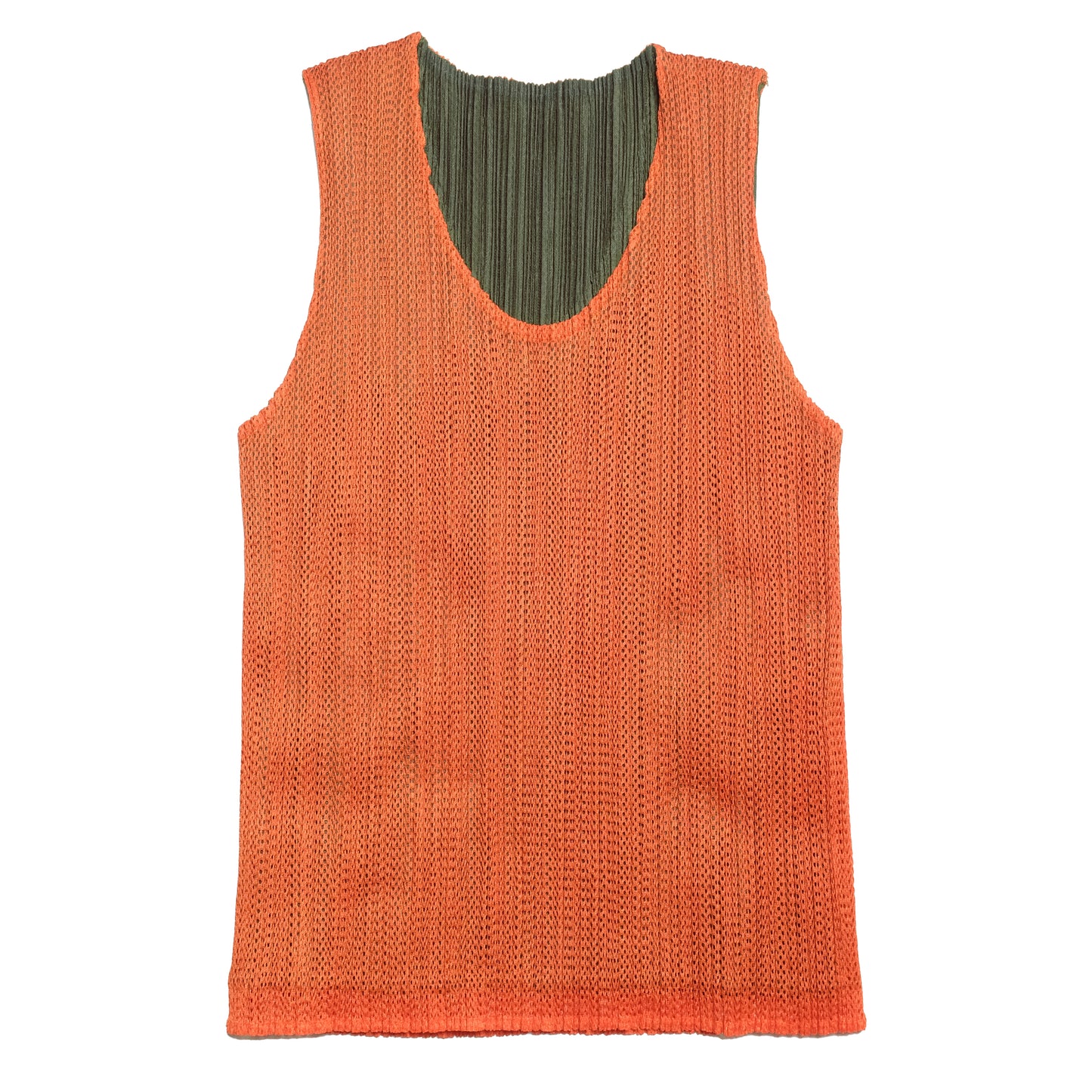 Issey Miyake Pleats Please Khaki/Orange Reversible Top