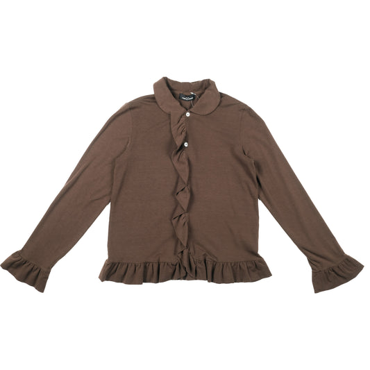 CDG Tricot Brown Frilled Blouse